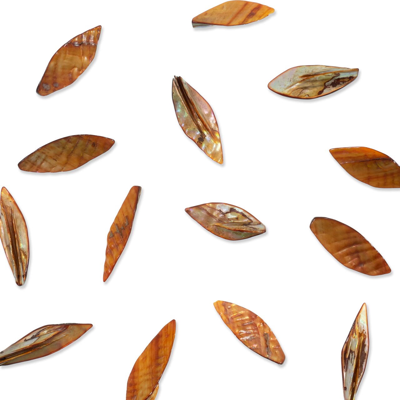 Sea Shell Hand Crafted Leaf Shape 14 Beads (15 x 45mm) - Beige